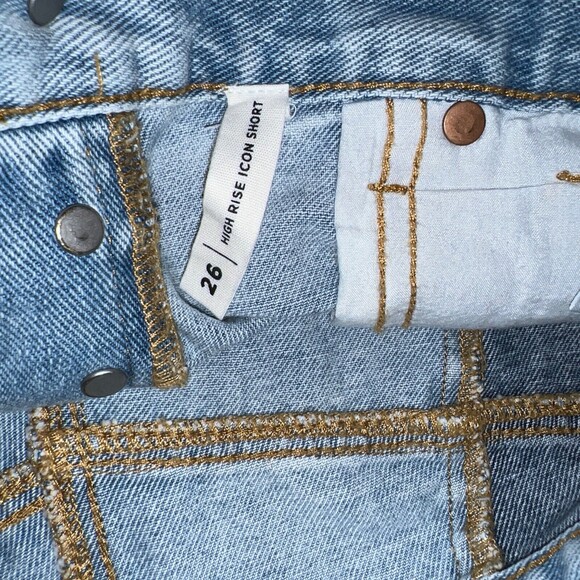 PACSUN 2-Tone Denim Patch High-Rise Icon Jean Shorts Size 26 - Picture 5 of 6